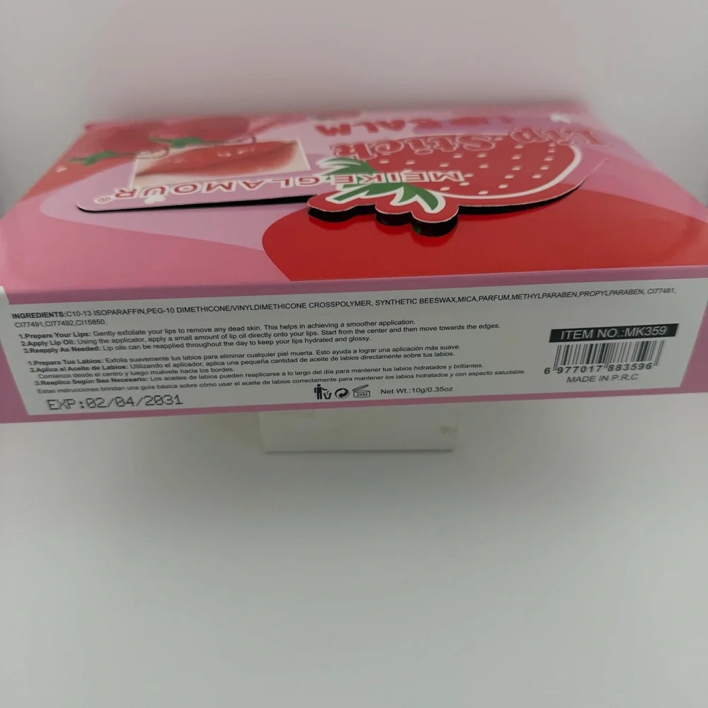 Red Strawberry Shaped Lip Balm Keychain